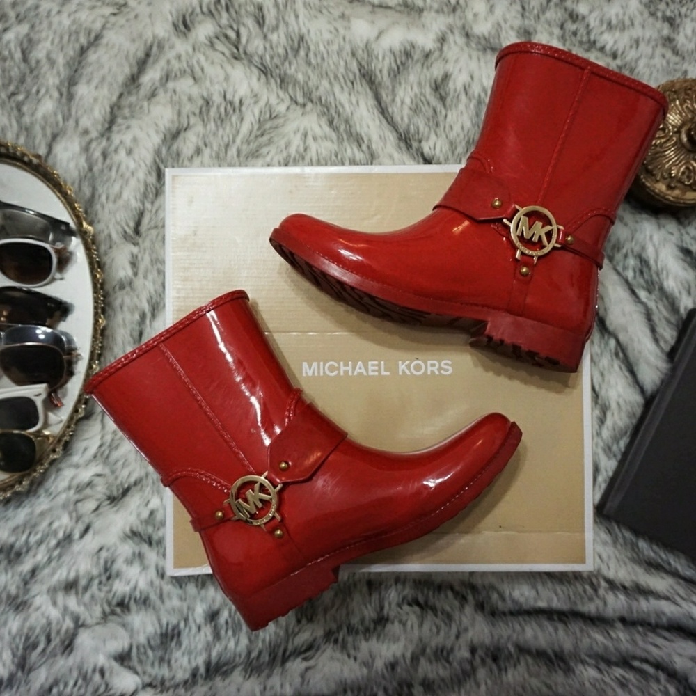 Michael Kors red rain boots